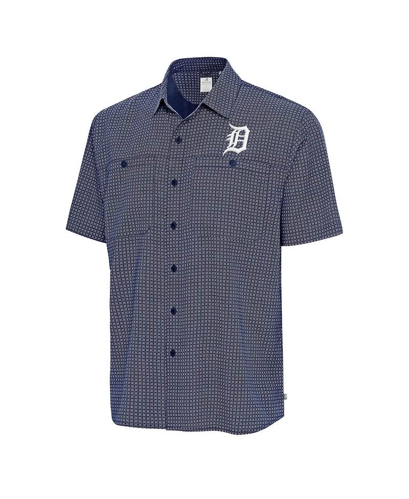 Antigua Men's Navy Detroit Tigers Mosaic Button-Up Shirt