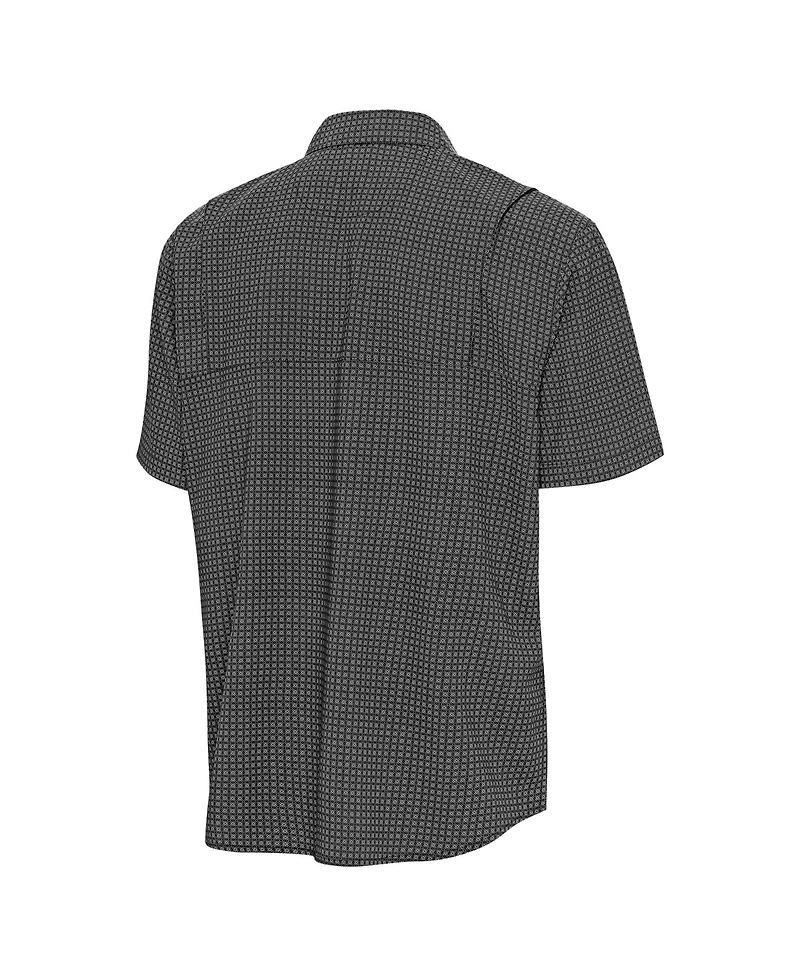 Antigua Men's Black New Orleans Saints Mosaic Button-Up Shirt