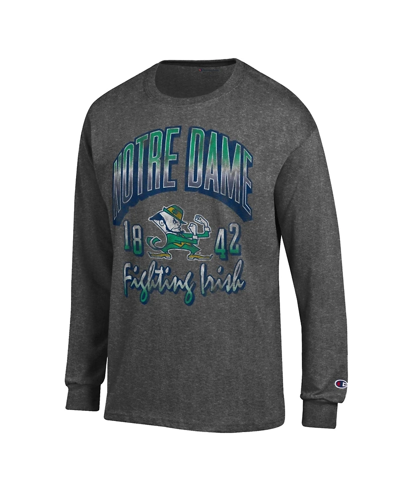 Champion Men's Heather Charcoal Notre Dame Fighting Irish Bold Long-Sleeve T-Shirt