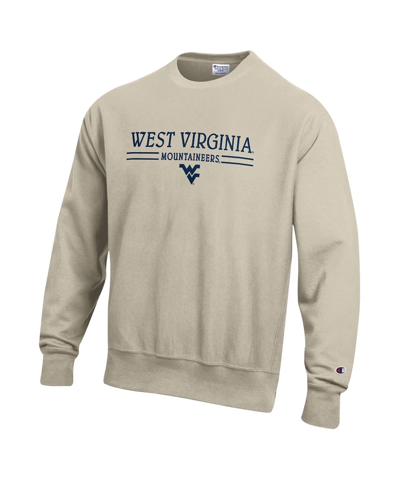 Champion Men's Oatmeal West Virginia Mountaineers Reverse Weave Crewneck Sweatshirt