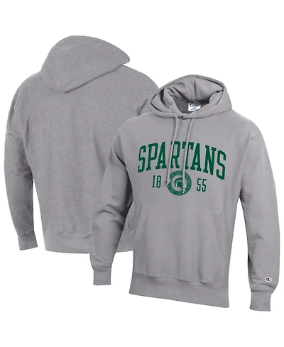 Champion Men's Heather Gray Michigan State Spartans Established Reverse Weave Hoodie