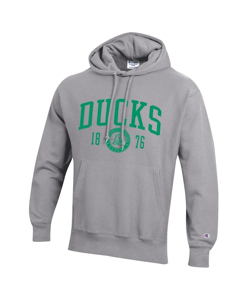 Champion Men's Heather Gray Oregon Ducks Established Reverse Weave Hoodie