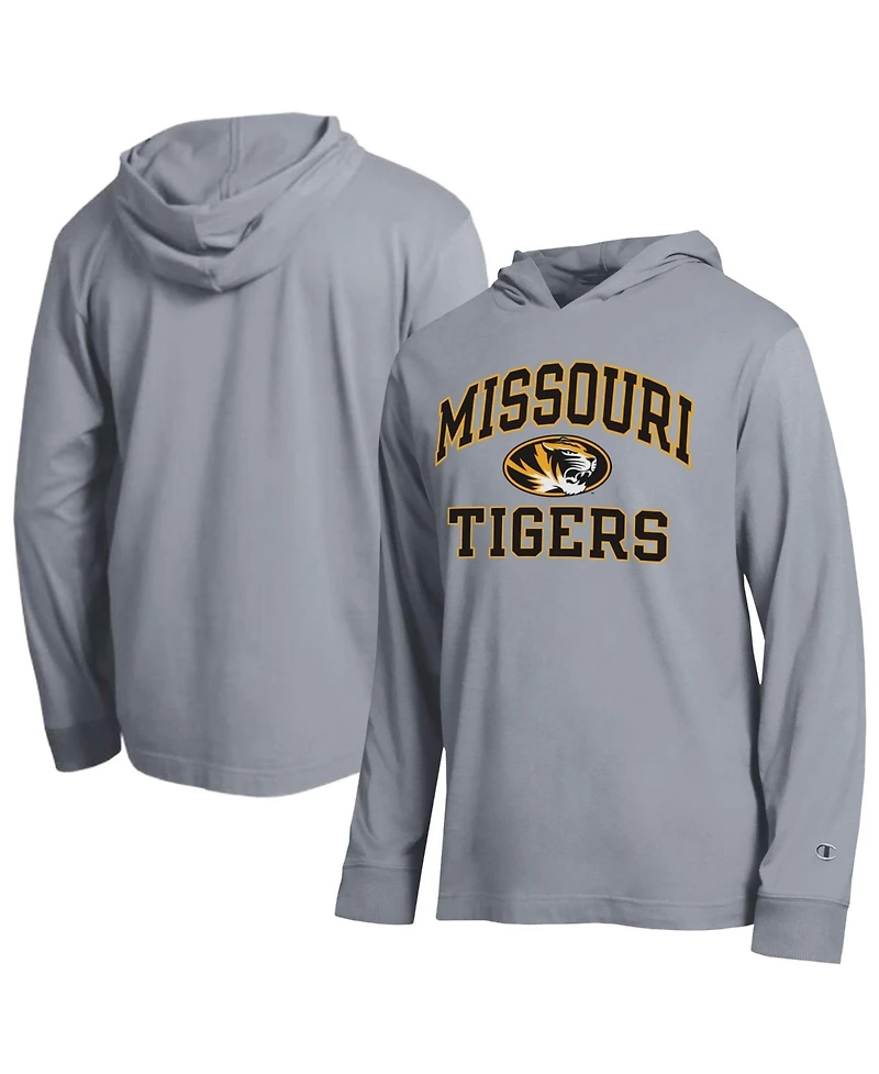 Champion Men's Heather Gray Missouri Tigers High Motor All-Star Long sleeves Hooded T-Shirt