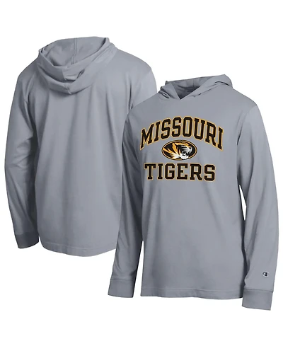 Champion Men's Heather Gray Missouri Tigers High Motor All-Star Long sleeves Hooded T-Shirt