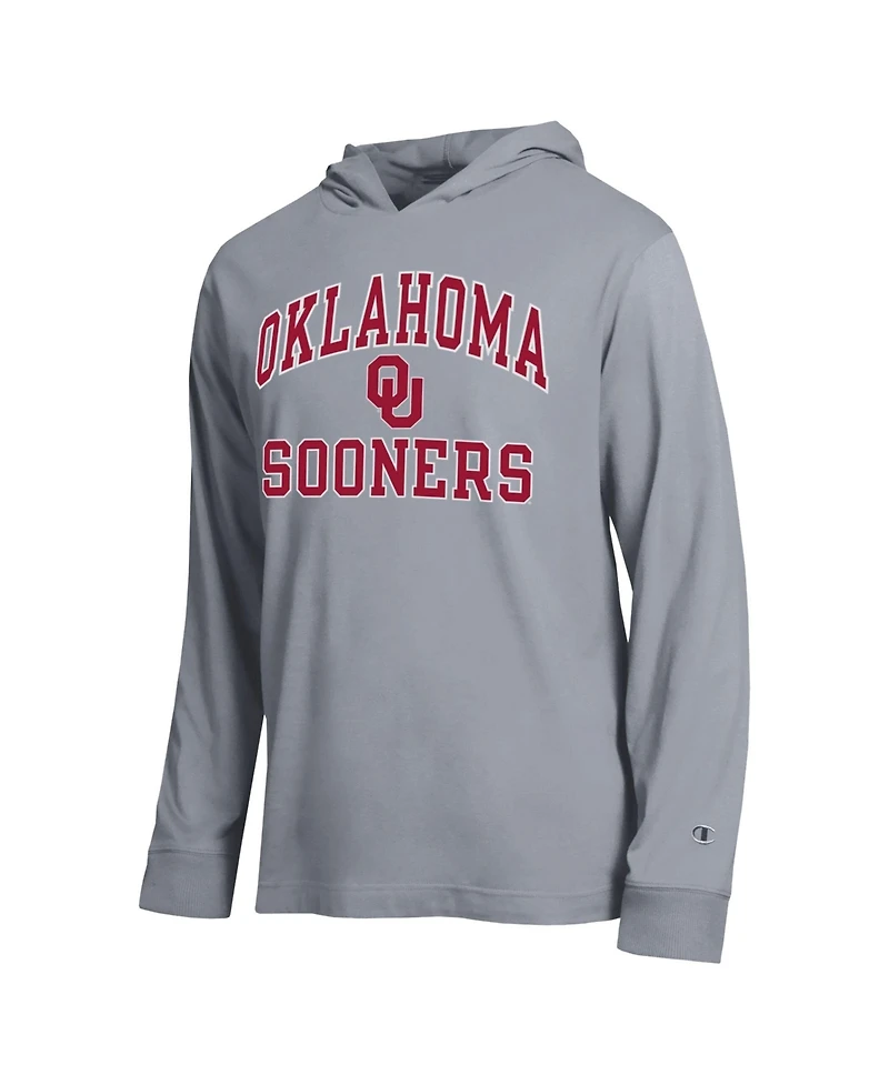 Champion Men's Heather Gray Oklahoma Sooners High Motor All-Star Long sleeves Hooded T-Shirt