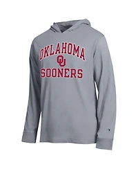 Champion Men's Heather Gray Oklahoma Sooners High Motor All-Star Long sleeves Hooded T-Shirt