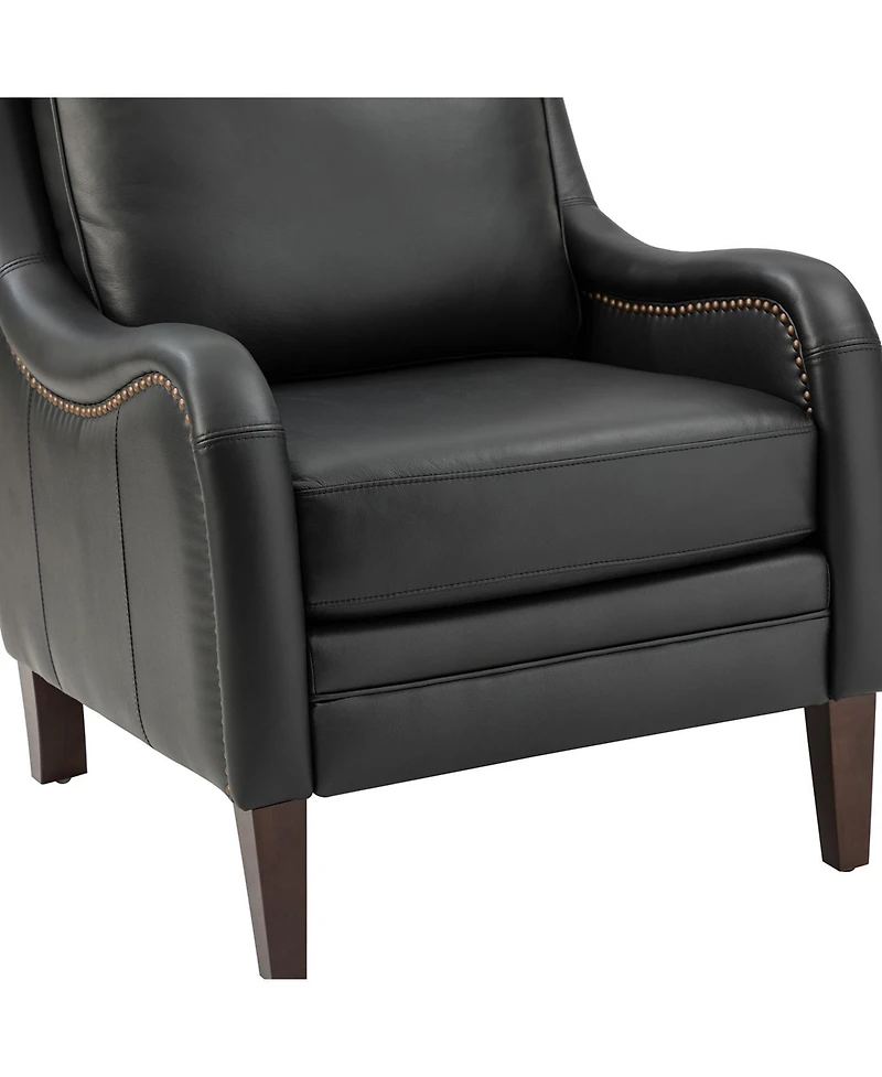 Hulala Home Traditional Pascual 27.56" Wide Genuine Leather Arm Chair with Rubber Wood Legs