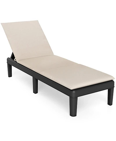 Sugift Patio Lounge Chair with 3-Position Adjustable Backrest and Cushion
