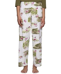 Hue Women's Vineyard Flamingos Relaxed-Fit Flamingo-Print Cotton-Blend Pajama Pants