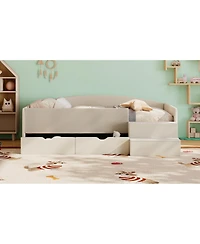 Streamdale Furniture Twin Size Upholstered Daybed Frame with 2 Storage Drawers