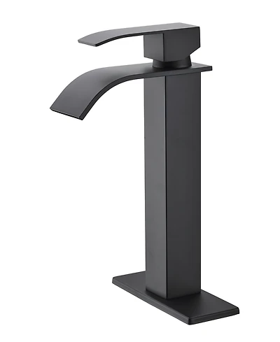 Thirtypeachy Single Handle Waterfall Bathroom Sink Faucet, Tall Vessel Vanity Stainless Steel, Modern High Arc