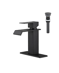 Thirtypeachy Single Handle Waterfall Bathroom Sink Faucet with Pop-Up Drain, Stainless Steel, Deck Mount