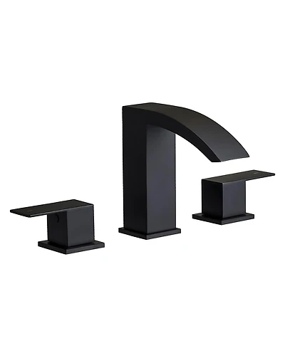 Thirtypeachy Widespread Bathroom Sink Faucet, 2-Handle Stainless Steel Waterfall Spout, 3-Hole Deck Mount with Ceramic Valve
