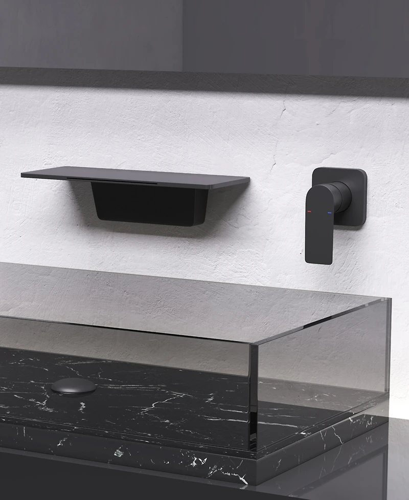 Thirtypeachy Wall Mounted Waterfall Bathroom Sink Faucet, Single Handle Brass Mixer Tap