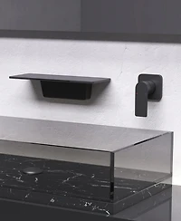Thirtypeachy Wall Mounted Waterfall Bathroom Sink Faucet, Single Handle Brass Mixer Tap