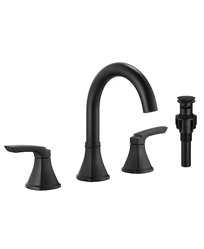 Thirtypeachy Widespread Bathroom Sink Faucet with Double Handles, High Arc 360degree(s) Swivel Spout and Pop-Up Drain for 3-Hole Sinks