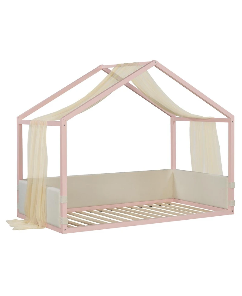 Streamdale Furniture Velvet Canopy Bed with Upholstered Side Panels