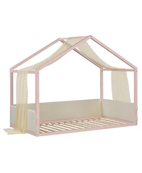 Streamdale Furniture Velvet Canopy Bed with Upholstered Side Panels