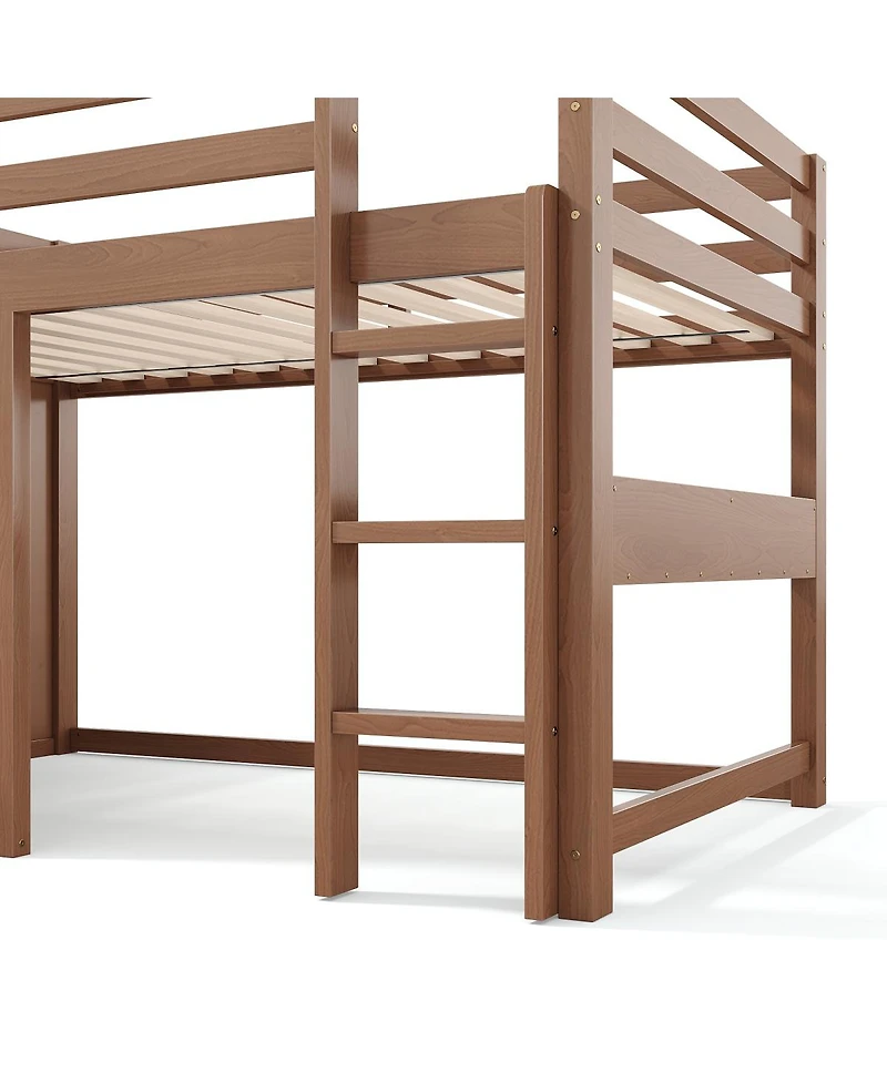 Streamdale Furniture Twin Size Loft Bed with Slide, Chalkboard, Bookshelf and Safety Rails