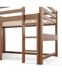 Streamdale Furniture Twin Size Loft Bed with Slide, Chalkboard, Bookshelf and Safety Rails