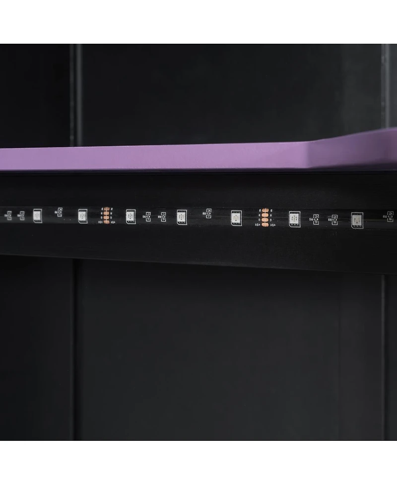 Streamdale Furniture L-Shaped Twin Gaming Loft Bed with Rgb Lights, Usb, and Storage
