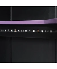 Streamdale Furniture L-Shaped Twin Gaming Loft Bed with Rgb Lights, Usb, and Storage