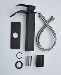 Thirtypeachy Single Handle Waterfall Bathroom Sink Faucet, Stainless Steel Vessel Faucet with Pop-Up Drain, No Overflow