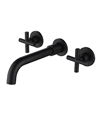 Thirtypeachy Wall Mounted Bathroom Sink Faucet, Solid Brass with Dual Cross Handles and Drip-Free Cartridge
