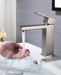 Thirtypeachy Single Handle Waterfall Bathroom Sink Faucet, Stainless Steel Deck-Mounted Vanity Faucet with Hot and Cold Control