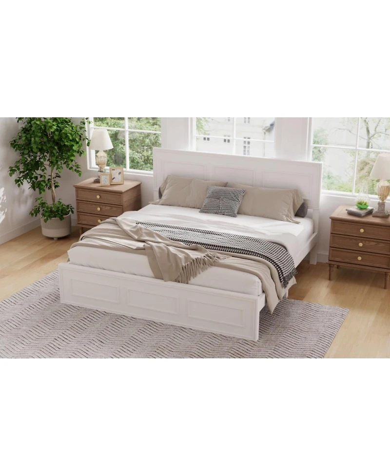Streamdale Furniture Queen Size Wood Bed with Adjustable Headboard and Frame