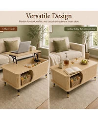 Streamdale Furniture Wood Lift Top Coffee Table with Hidden Compartment and Storage Shelf