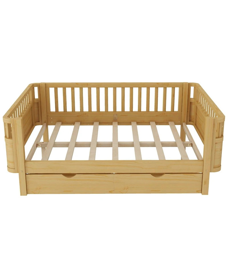Streamdale Furniture Full Size Wood Platform Bed with Rails