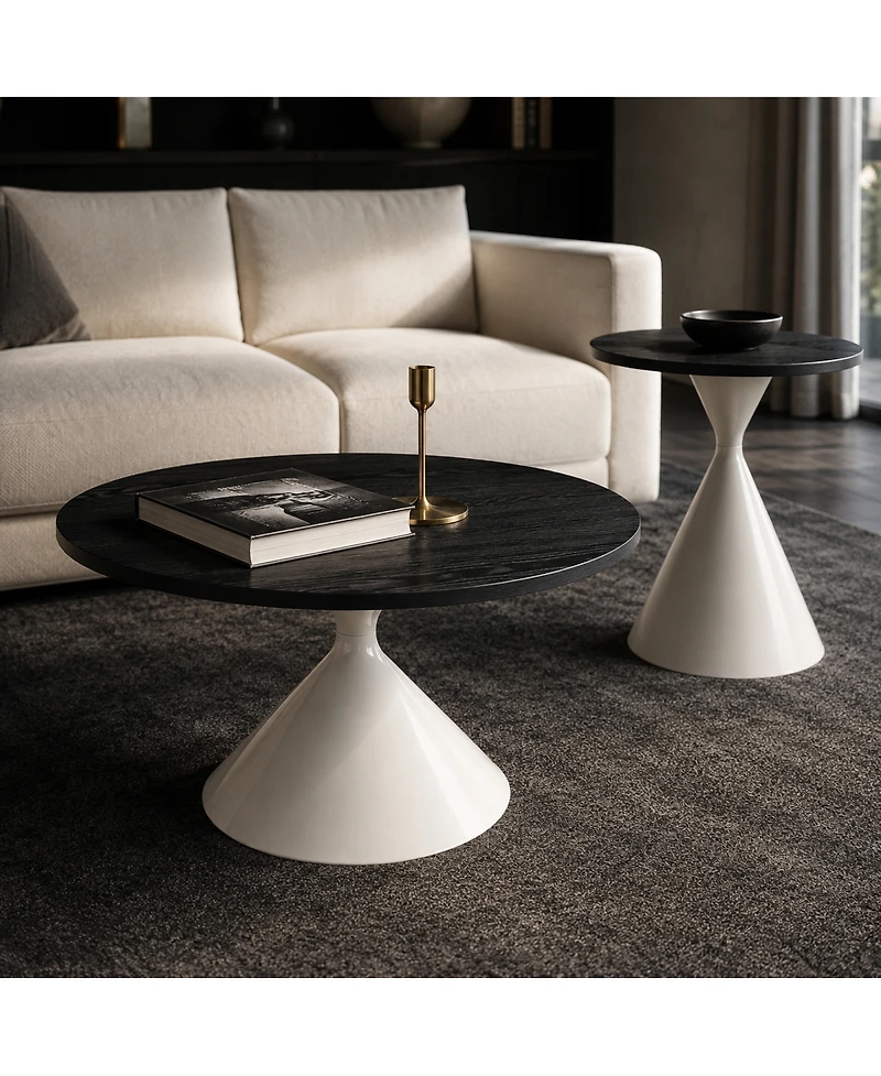 Streamdale Furniture 2-Piece Round Coffee Table Set with Steel Base