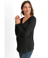 Hello Miz Maternity Long Sleeve V Neck Nursing Top