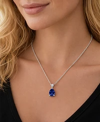 Macy's Lab-Grown White Sapphire (1 ct. t.w.) Pendant Necklace Sterling Silver (Also Available Blue Sapphire)