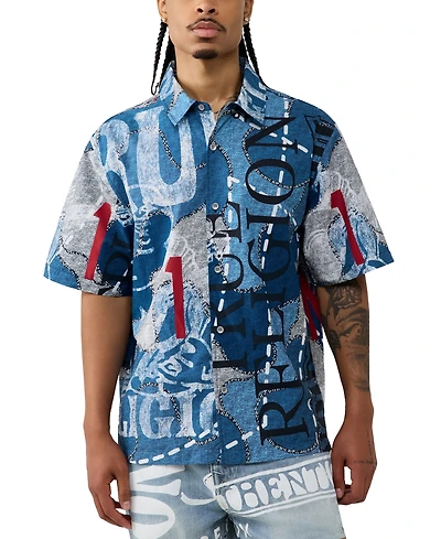 True Religion Men's Poplin Print Shirt
