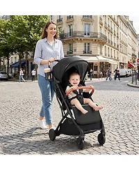 Costway Lightweight Baby Stroller with One-Hand Folding, Extendable Canopy