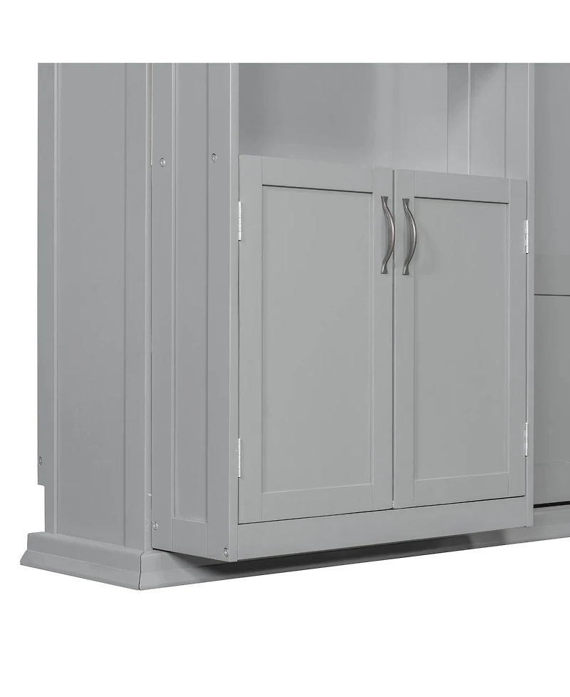 Streamdale Furniture Full-size Murphy Bed with Dual Sliding Storage Cabinets