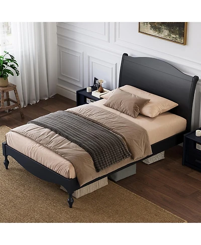 Streamdale Furniture Wooden Full Bed Frame with Vintage Arched Headboard and Under Bed Storage