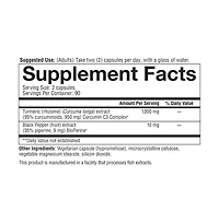 Youtheory Turmeric Extra Strength 1000 Milligram Turmeric Supplement with 10 Milligram Pepper 180 Vegetarian Capsules 2 Pack