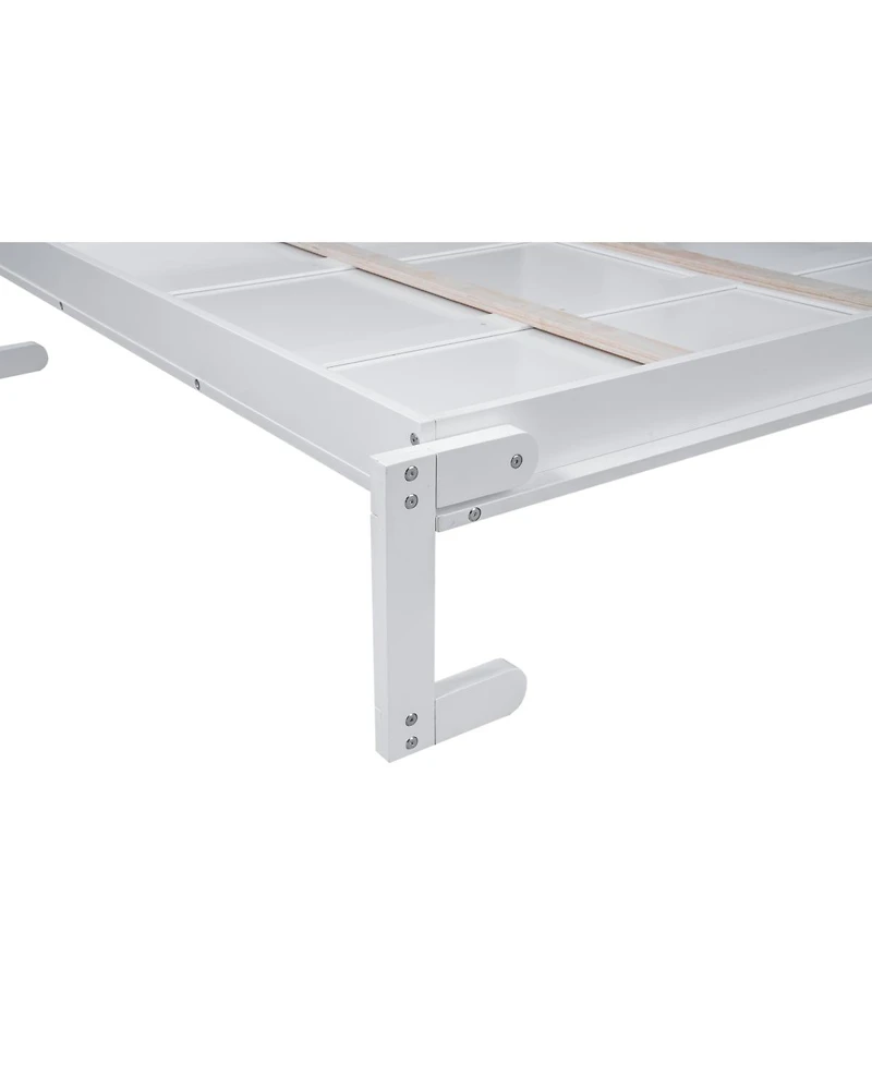 Streamdale Furniture Queen Size Murphy Bed with Shelves and Led Lights