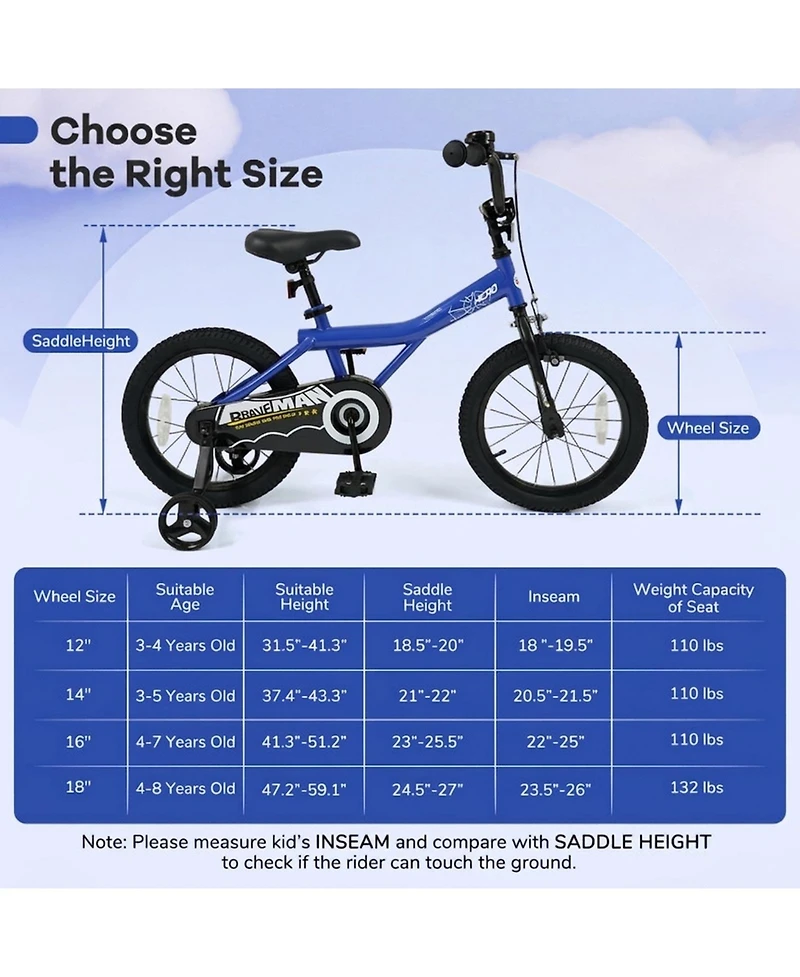 Sugift 16 Inch Kids Bike with Nine-Piece Gear Set, Training Wheels, 110 lbs Capacity, Ages 4-7