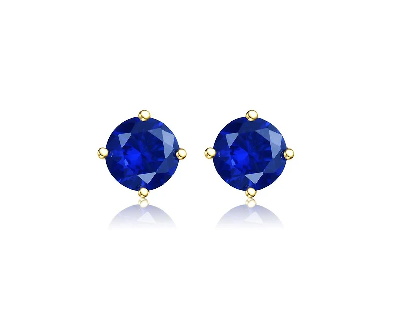 Rachel Glauber Dainty 14K Gold Plated 7MM Cubic Zirconia Stud Earrings