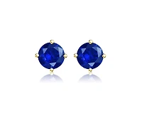 Rachel Glauber Dainty 14K Gold Plated 7MM Cubic Zirconia Stud Earrings