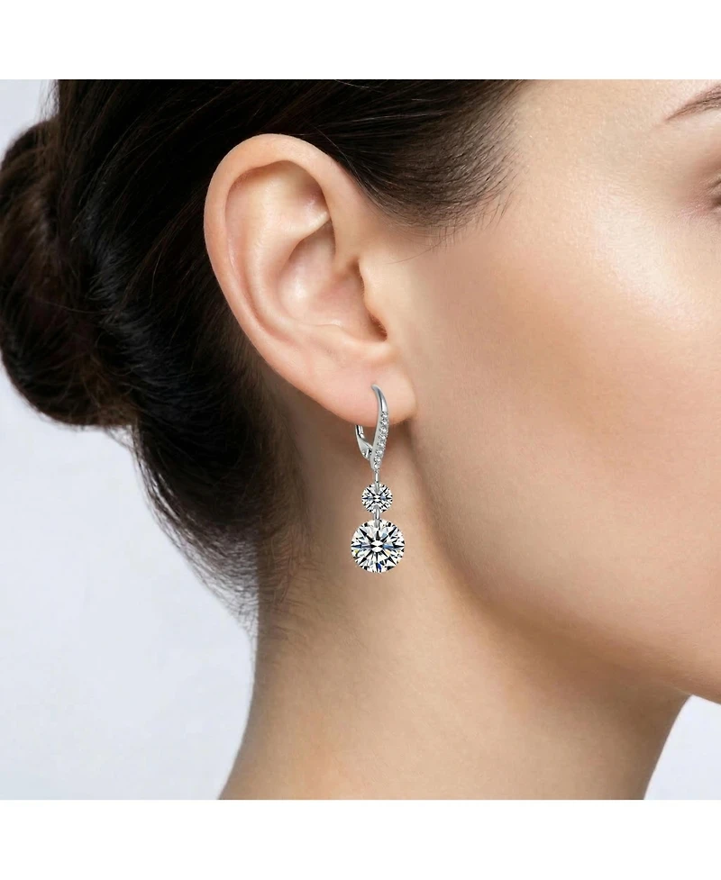 Rachel Glauber Brilliant Gold Plated Cz Statement Drop Earrings