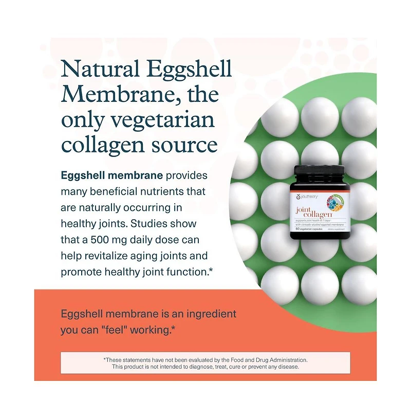 Youtheory Joint Collagen Vegetarian Collagen Supplement with Nem Eggshell Membrane and Boswellia Extract 60 Vegetarian Capsules