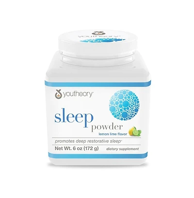 Youtheory Sleep Nighttime Powder Calm and Relaxation Support Melatonin, Magnesium, L-Theanine and L-Glycine Dairy, Soy, Gluten Free 6 Ounce