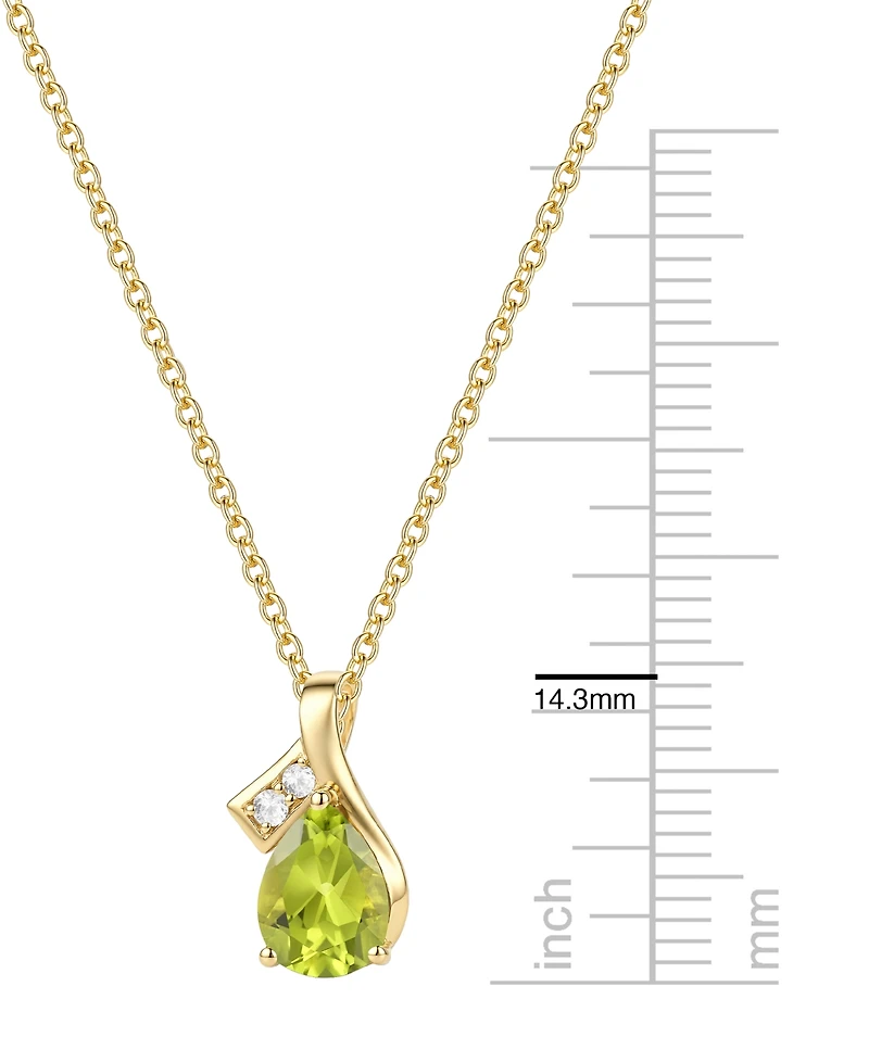 Macy's Peridot (1 ct. t.w.) & Diamond Accent (0.04 ct. t.w.) Pendant Necklace in 14k Yellow Gold