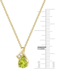 Macy's Peridot (1 ct. t.w.) & Diamond Accent (0.04 ct. t.w.) Pendant Necklace in 14k Yellow Gold