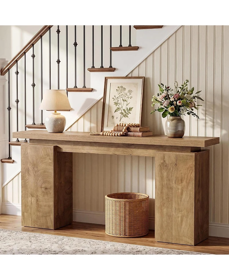 Tribesigns 63-Inch Entryway Table, Narrow Console Table, Light Brown